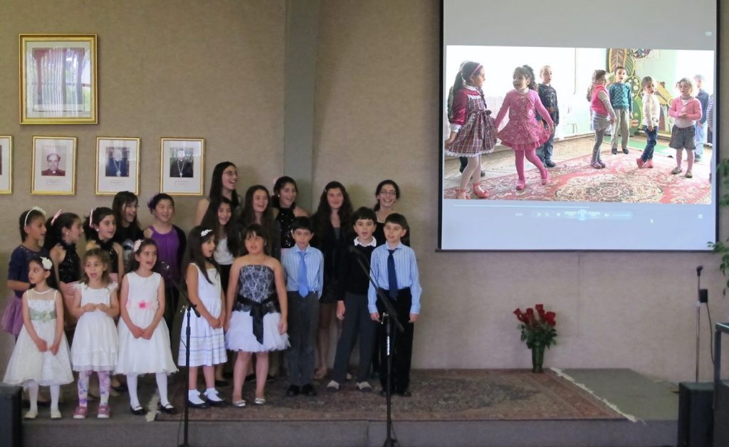 SF Bay Area children singing along with children of Gyumri at an IGEFA event